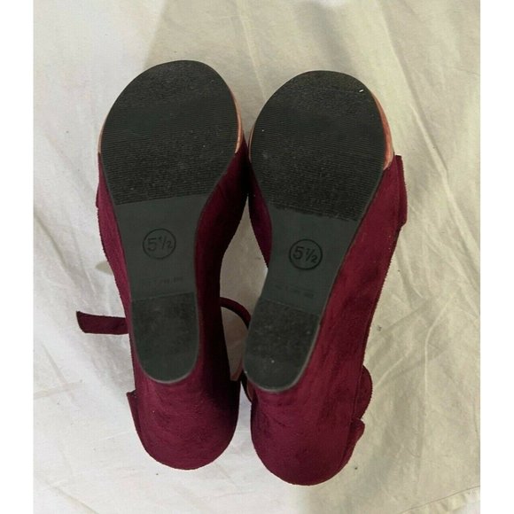 Xhilaration Women's Shoes Heels Wedge Red Wine T- Strap Open Toe Size 5.5 - Picture 8 of 12